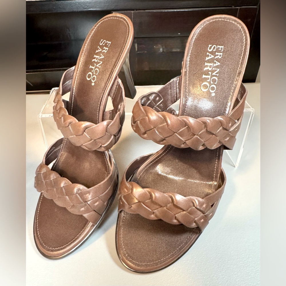 Franco Sarto brown leather sandals 3 inch heel
8M